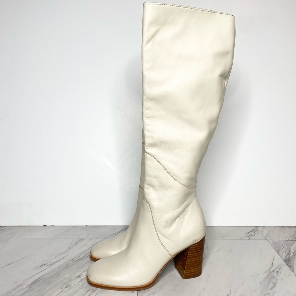 Dolce Vita Flin Ivory Leather Heeled Tall Boot 6